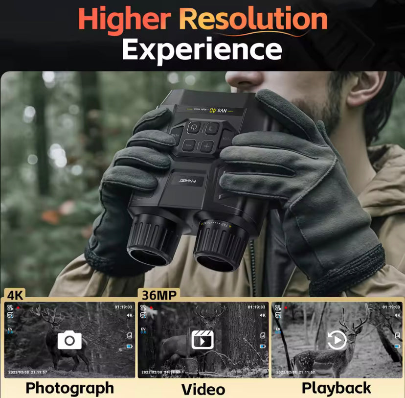 FNIRSI NVS-40 4K outdoor spotter, 6x zoom, 300m detection range, dual mode, suitable for hunting and camping