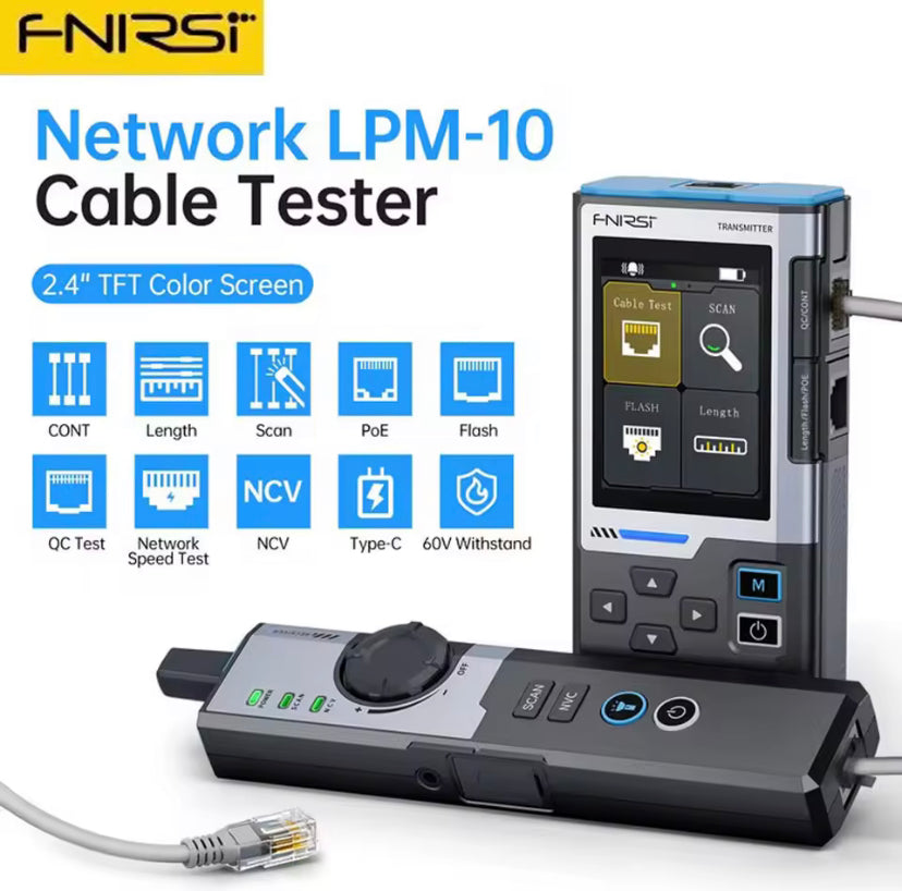 FNIRSI LPM-10A Smart Cable Locator RJ45 RJ11 LAN Tracker Anti-Interference Length Test for Ethernet Repair Network Maintenance