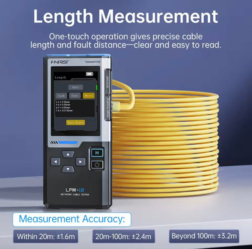 FNIRSI LPM-10A Smart Cable Locator RJ45 RJ11 LAN Tracker Anti-Interference Length Test for Ethernet Repair Network Maintenance