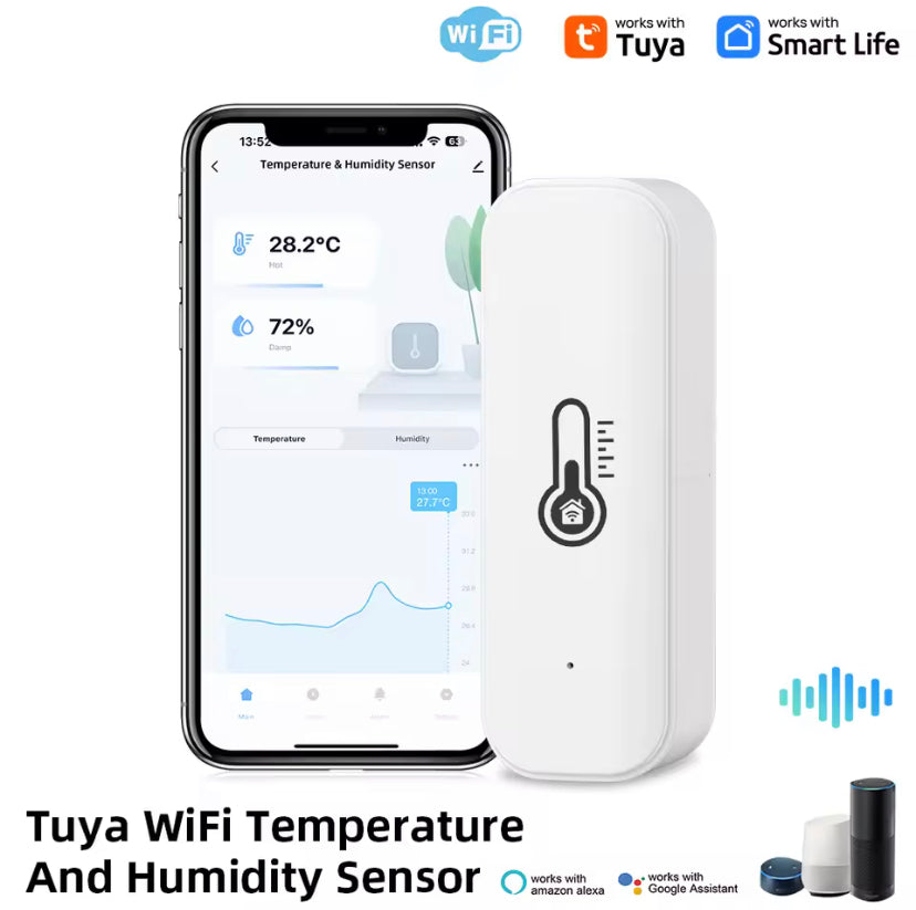Tuya WiFi Temperature Humidity Sensor Smart Sensor APP Remote Control For Smart Home Support SmartLife Yandex Alexa
