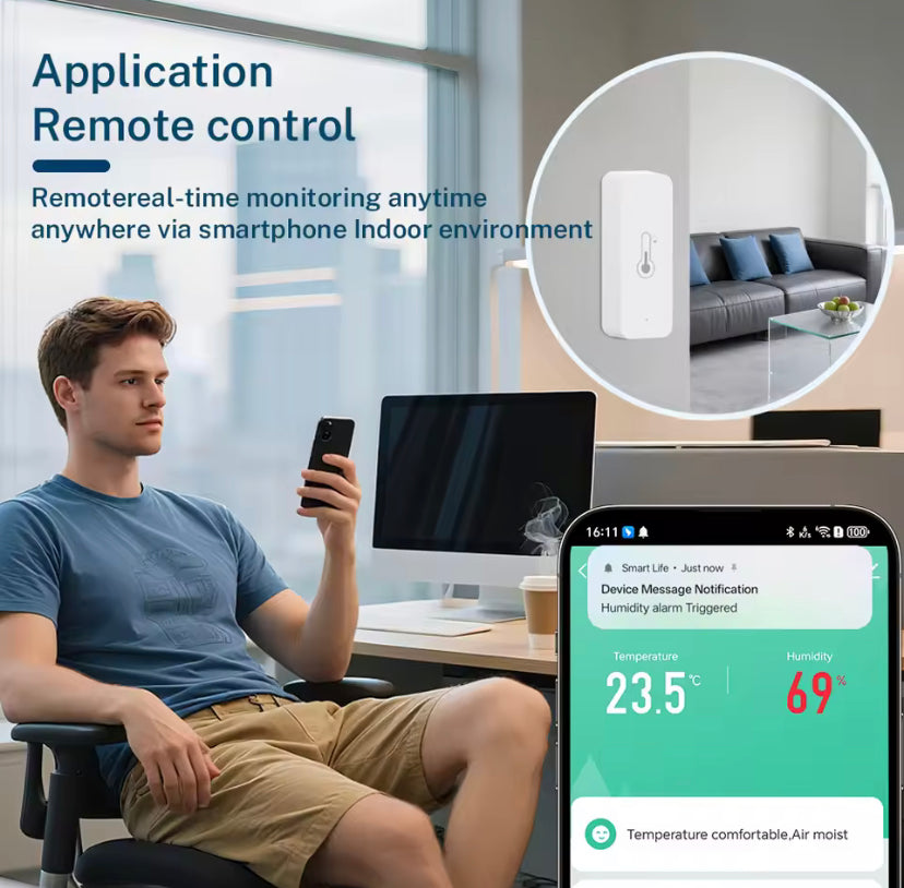 Tuya WiFi Temperature Humidity Sensor Smart Sensor APP Remote Control For Smart Home Support SmartLife Yandex Alexa