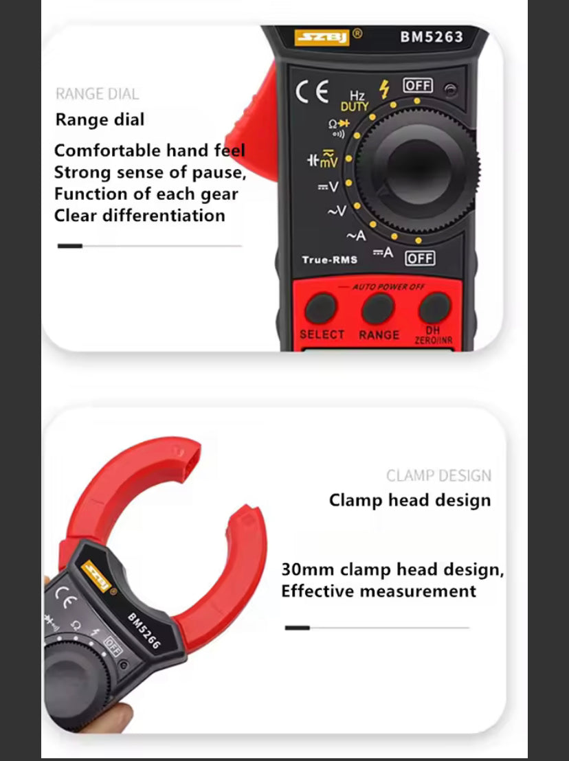 SZBJ BM5266 digital clamp multimeter AC ammeter universal meter clamp meter capacitor clamp current meter temperature