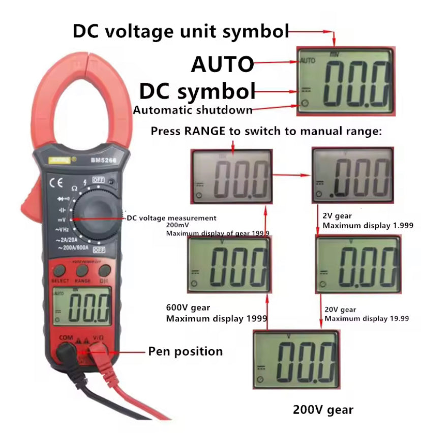 SZBJ BM5266 digital clamp multimeter AC ammeter universal meter clamp meter capacitor clamp current meter temperature