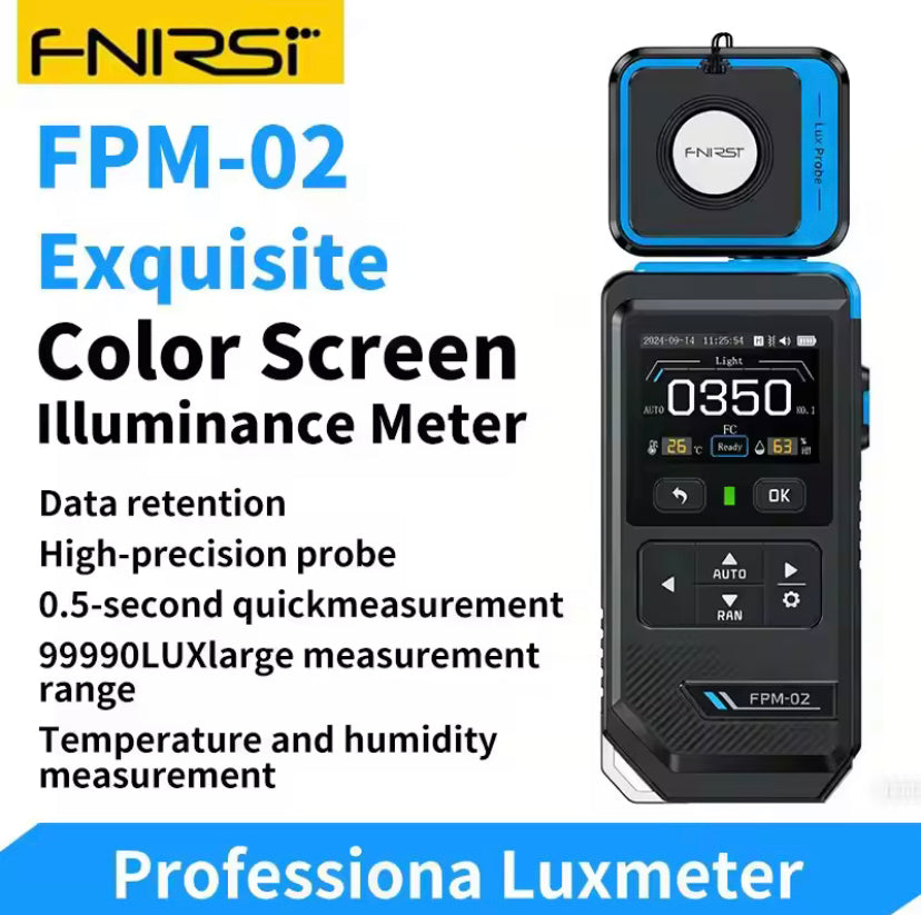 FNIRI FSPM-02 Professiona Luxmeter High Precision Illuminance Tester 3-IN-1 Temperature & Humidity Meter Brightness Lumen Tester