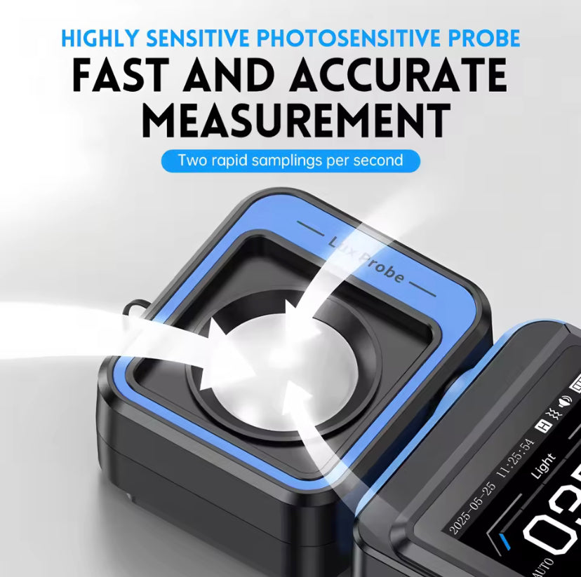 FNIRI FSPM-02 Professiona Luxmeter High Precision Illuminance Tester 3-IN-1 Temperature & Humidity Meter Brightness Lumen Tester
