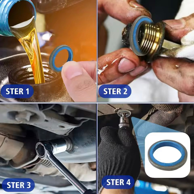 100PCS Car Oil Drain Plug Gasket Car Engine Combination Gasket Repair Kit Rubber Metal Seal O-Ring Bonded Washer M6 M8 M10 M12 M14 M16