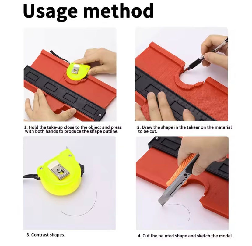 Shape Contour Gauge Multifunctional 10inch Curved Ruler Type Taking Device Woodwork Adjustable Contour Duplicator Measure Marking Cutting Template