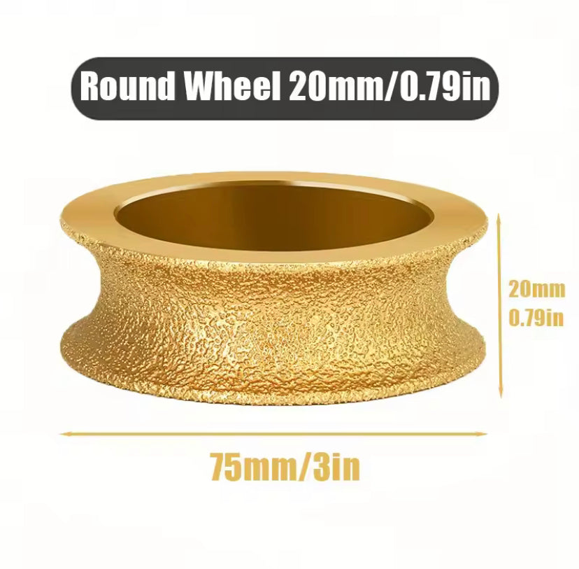 1PC Dry Vacuum Brazed Diamond Round Polishing Wheel 75x20mm Bore Dia Ceramic Edging Wheel  For Tile,Quartz Stone,Marble,Granite,Rock,Stone