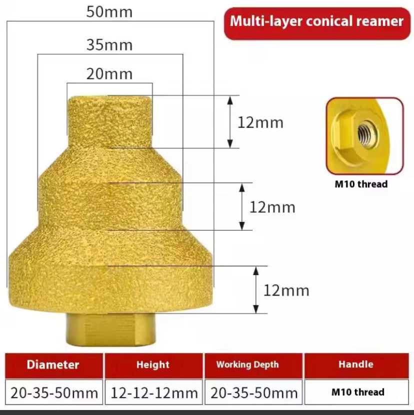 1PC Brazed Pagoda Drill Bit M10 Brazed Diamond Tower Drill Tile Stone Rock Plate Drill Reaming Integrated Bit Diamond Tools