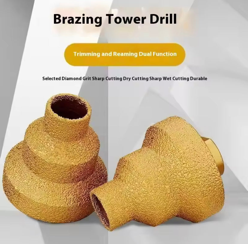 1PC Brazed Pagoda Drill Bit M10 Brazed Diamond Tower Drill Tile Stone Rock Plate Drill Reaming Integrated Bit Diamond Tools