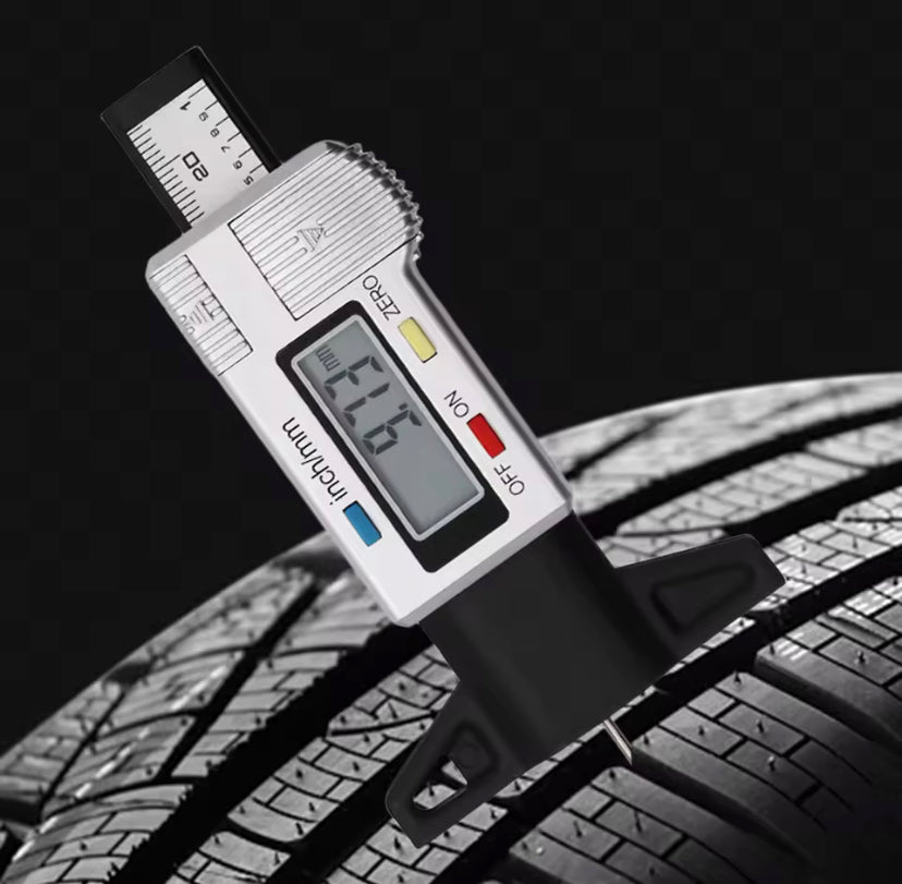 Digital Tread Depth Gauge Battery Operated Car Tire Meter Large Display Thickness Gauge High Precision Measuring Depth Caliper