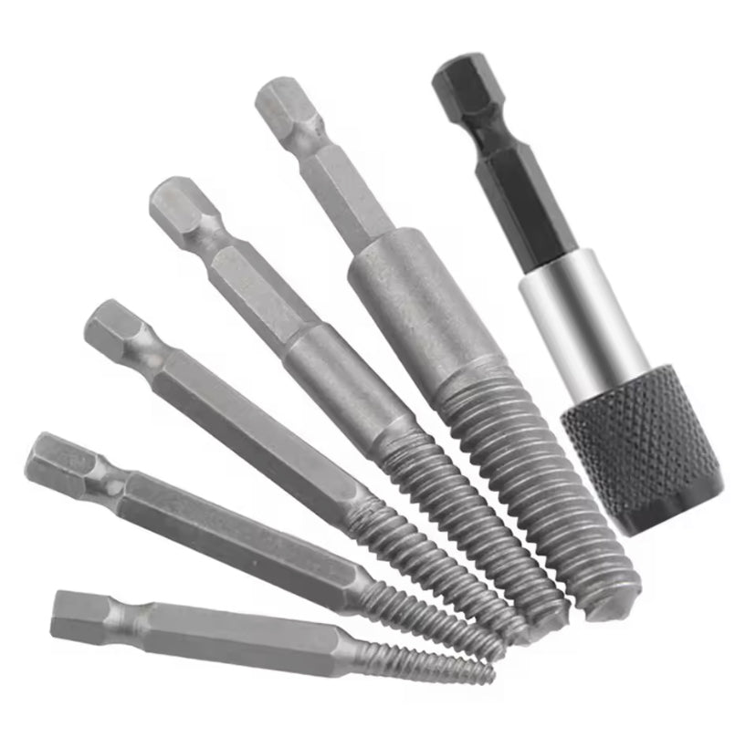 6Pcs Damaged Screw Extractor 1/4 Hex Shank Tool Set Broken Stripped Bolt Remover