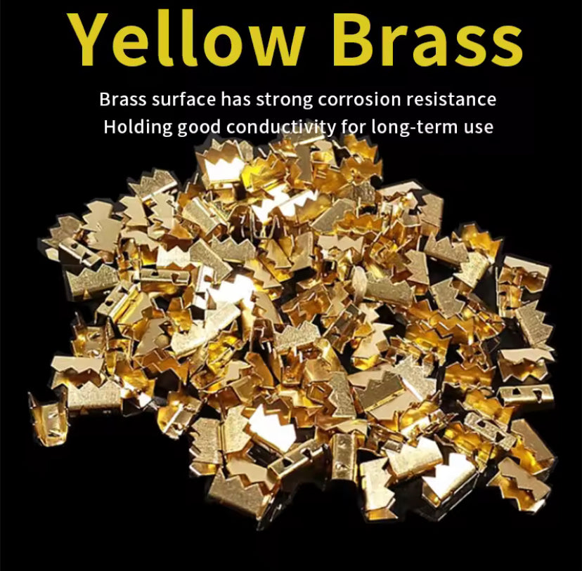 Shark Tooth Terminal Connectors 100PCS Tooth Shape Brass Parallel Wire Buckle U-shaped Wire Buckle Crocodile Tooth Cover