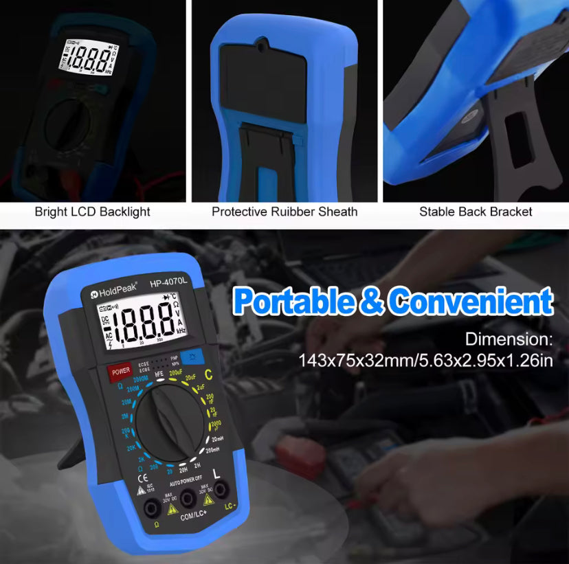 HoldPeak HP-4070L Capacitance Multimeter Digital  Inductance LCD Meter hFE Test With Backlight Inductance LCR Meter Repair Tool