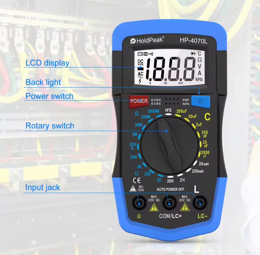 HoldPeak HP-4070L Capacitance Multimeter Digital  Inductance LCD Meter hFE Test With Backlight Inductance LCR Meter Repair Tool