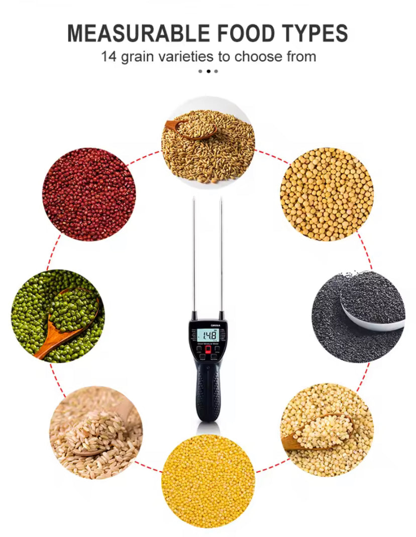 BENETECH GM650 Grain Moisture Meter LCD Digital Hygrometer Handheld Humidity Content Detector for Corn Wheat Rice Bean Barley Fodder
