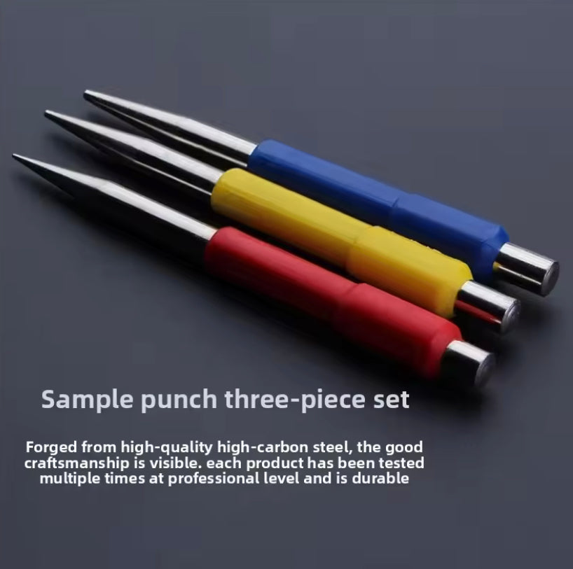 3Pcs Center Pin Punch Set For Metal Wood Drilling Positioning Fitter Machinist Repair Hand Tools High Hardness Alloy Steel
