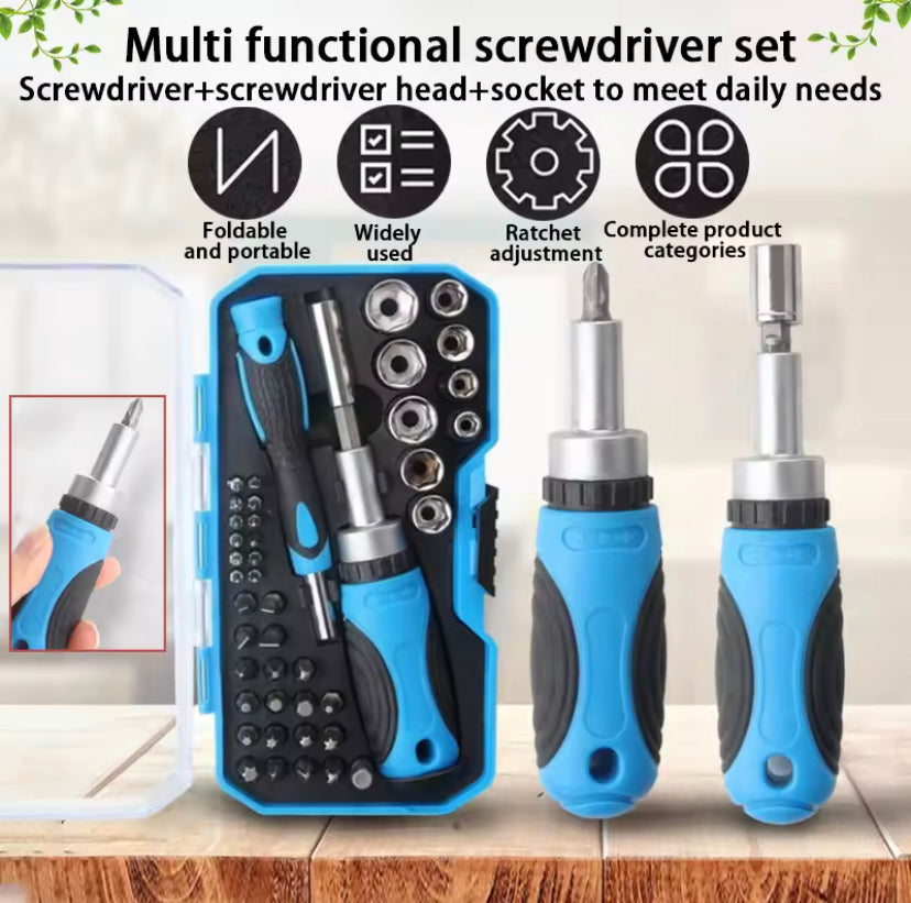 44 PCS Multifunction Screwdriver Ratchet Bit Kit One Word Cross Hexagon Screwdriver Small Screwdriver Socket Head Set