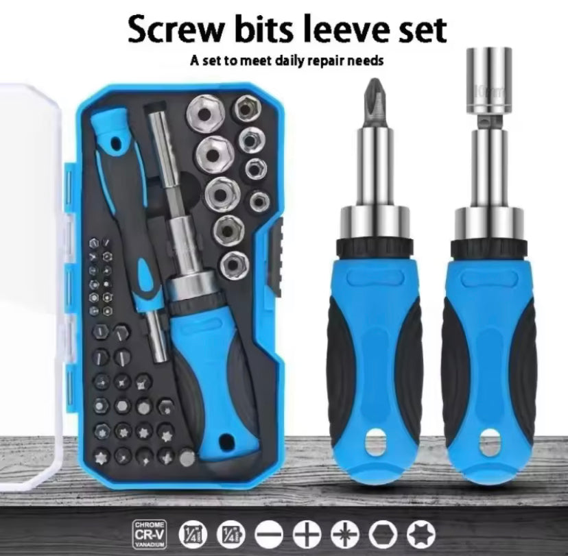 44 PCS Multifunction Screwdriver Ratchet Bit Kit One Word Cross Hexagon Screwdriver Small Screwdriver Socket Head Set