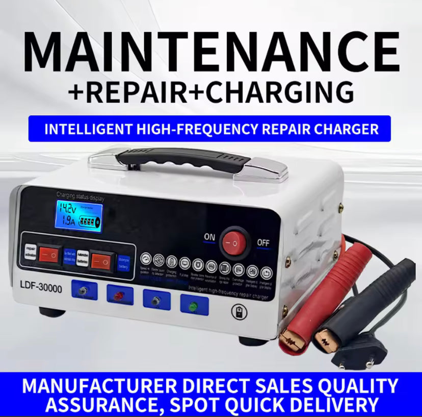 12V/24V  30A LCD Display Battery Charger - Pulse Repair -220V Universal - Suitable for Automobiles Car, SUV, Trucks, Motorcycles