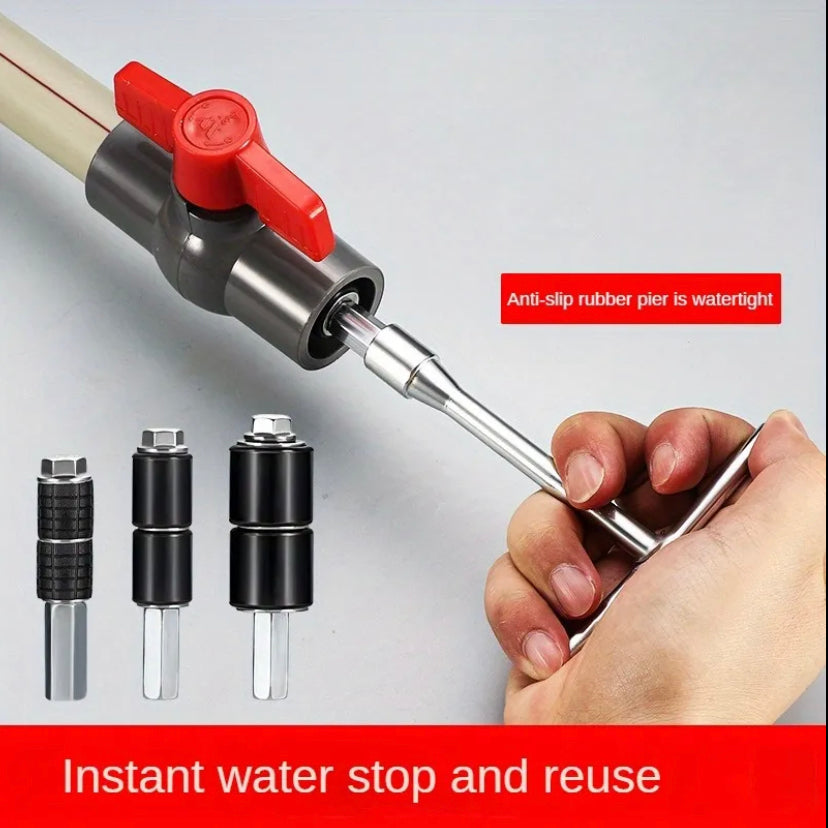 1 Set Pipe Water Stopper, Professional Pipe Plug Tool Kit - Hot Melt Pipe Plug Needle with T-Handle, Screws, Expansion Head for Quick Pipe Repairs, PPR Pipe Hot Melt Leak Repair Kit Pipe Tool