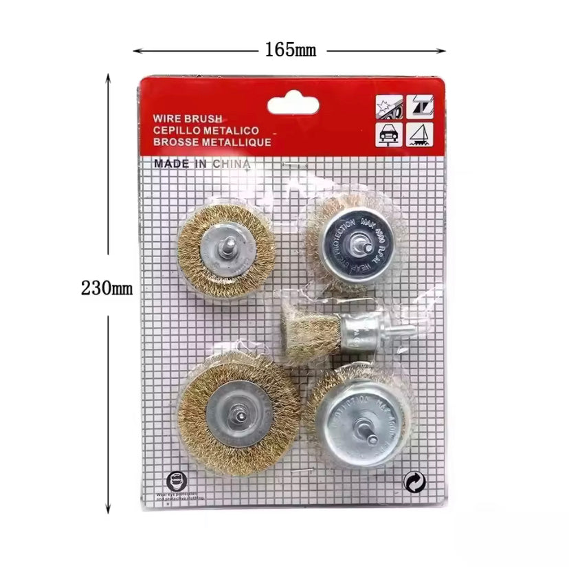 5PCS Wire Brush Grinding Heads for Electric Grinders! Designed with -Plated Wire Wheels for Efficient Cleaning, Rust Removal, Deburring, And Fine Polishing with Handle Operation