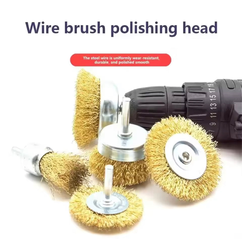 5PCS Wire Brush Grinding Heads for Electric Grinders! Designed with -Plated Wire Wheels for Efficient Cleaning, Rust Removal, Deburring, And Fine Polishing with Handle Operation