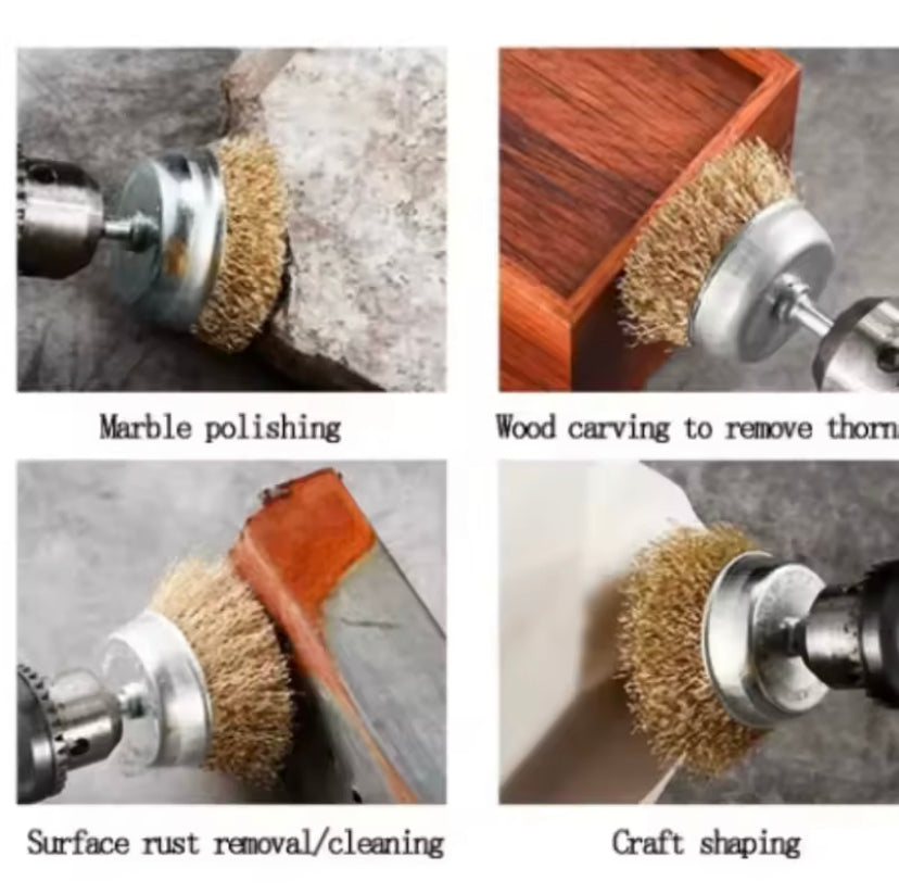 5PCS Wire Brush Grinding Heads for Electric Grinders! Designed with -Plated Wire Wheels for Efficient Cleaning, Rust Removal, Deburring, And Fine Polishing with Handle Operation