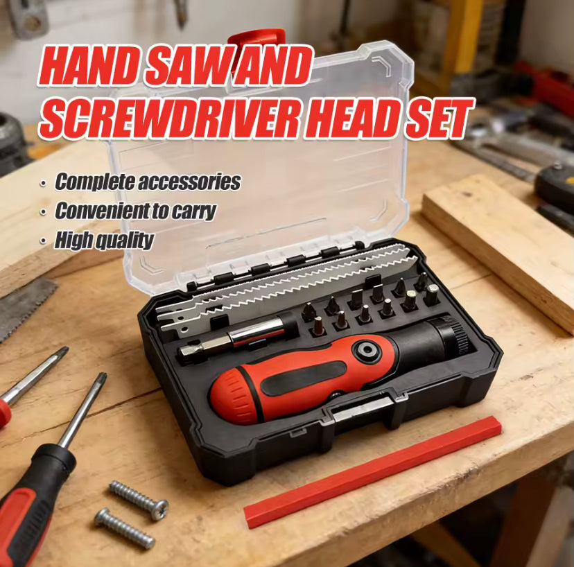 18pcs Multi Blade Hand Saw with Quick Change Mechanism Ergonomic Handle, Adjustable Length Versatile for Reciprocating Saw, Hacksaw Blades with Magnetic Screwdriver Bit Set
