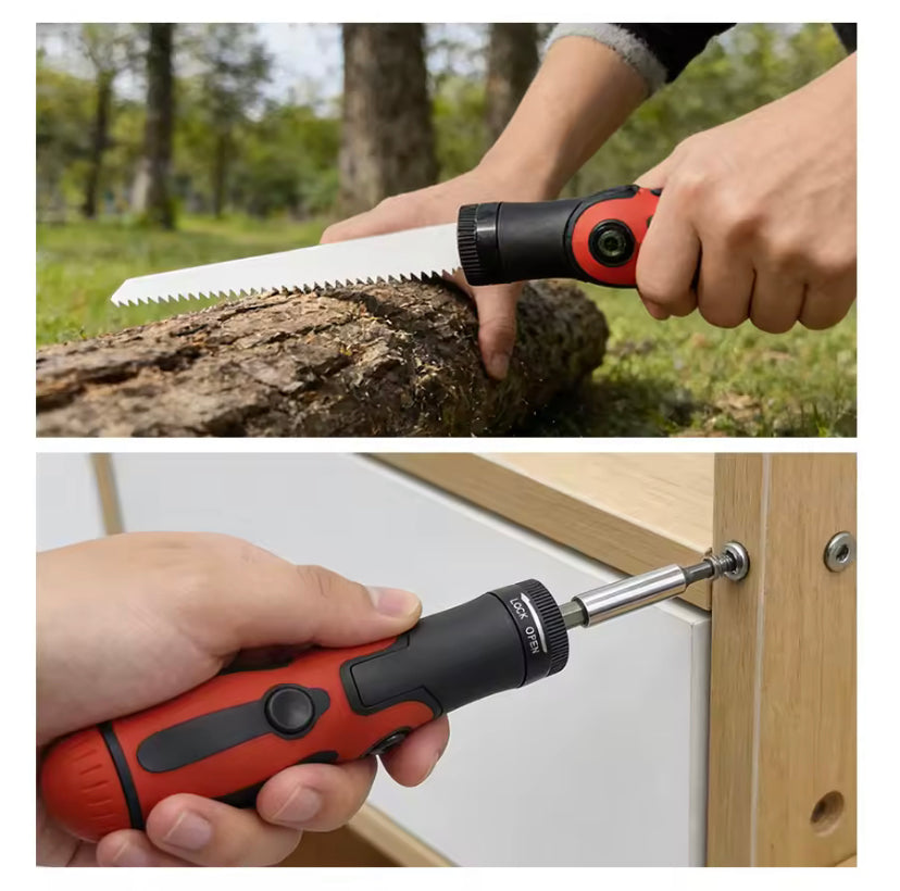 18pcs Multi Blade Hand Saw with Quick Change Mechanism Ergonomic Handle, Adjustable Length Versatile for Reciprocating Saw, Hacksaw Blades with Magnetic Screwdriver Bit Set