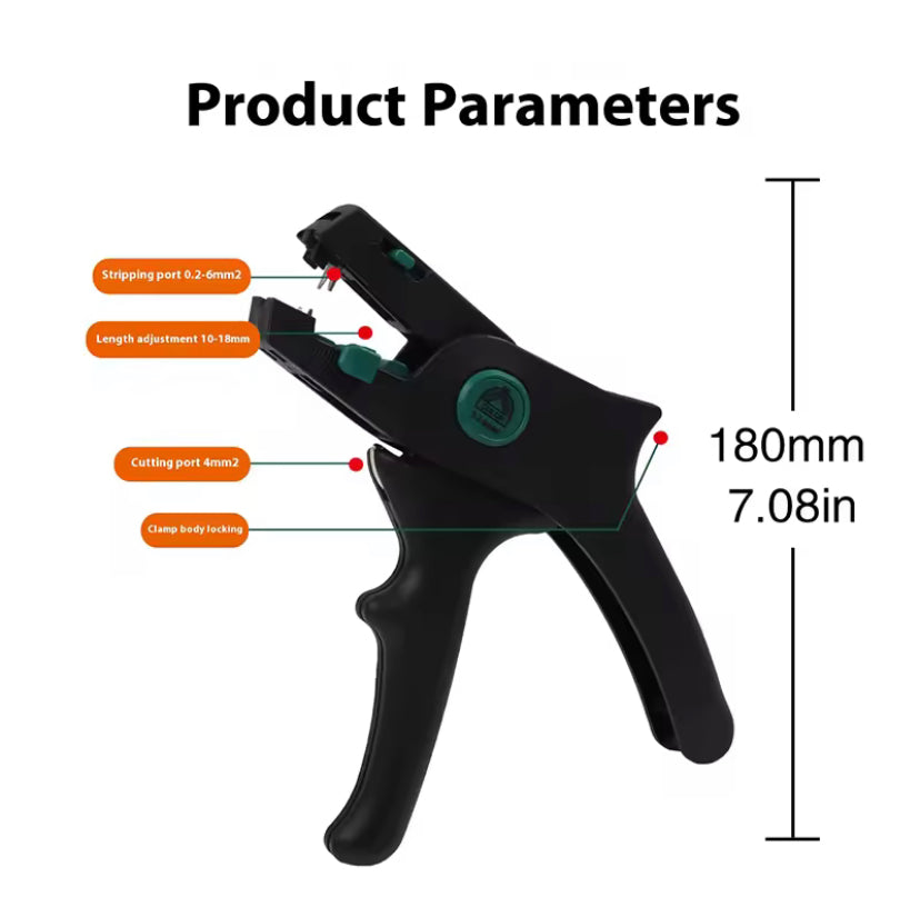 D2 0.5-6mm Lightweight automatic wire stripper, multi-functional stripping tool, electrician-specific high-efficiency wire stripper