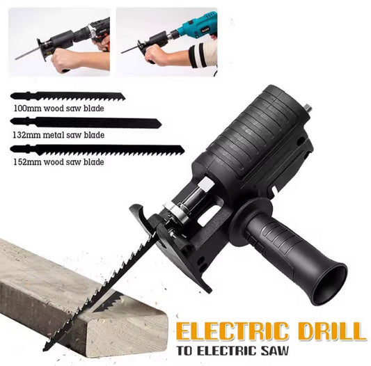 Electric Drill to Chainsaw Converter Kit Portable Saw Attachment for Wood Metal Plastic Cutting Power Tool Adapter