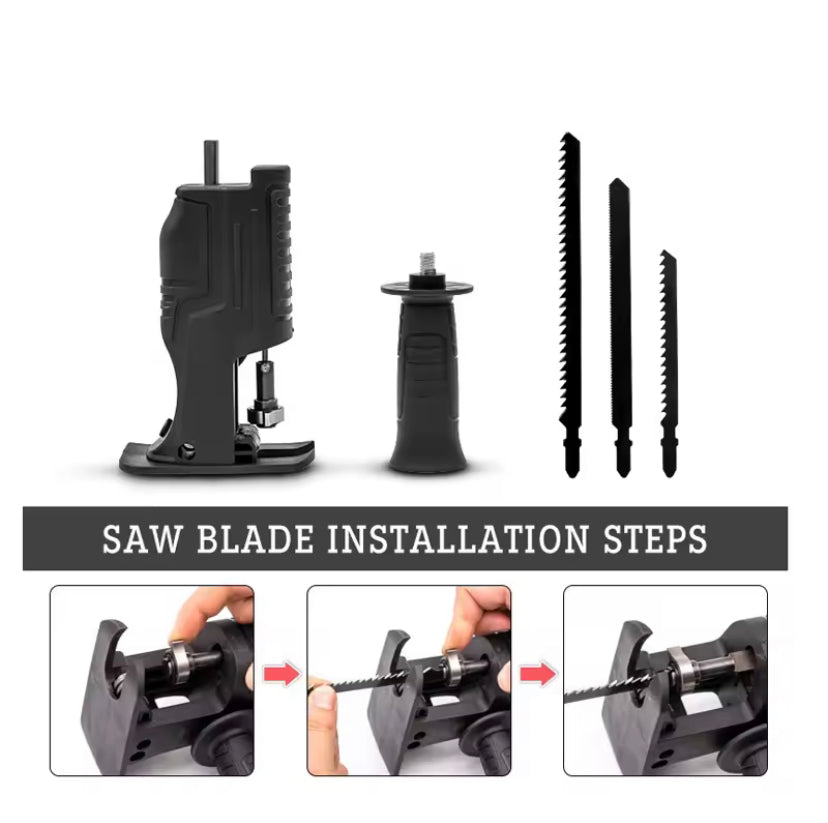 Electric Drill to Chainsaw Converter Kit Portable Saw Attachment for Wood Metal Plastic Cutting Power Tool Adapter