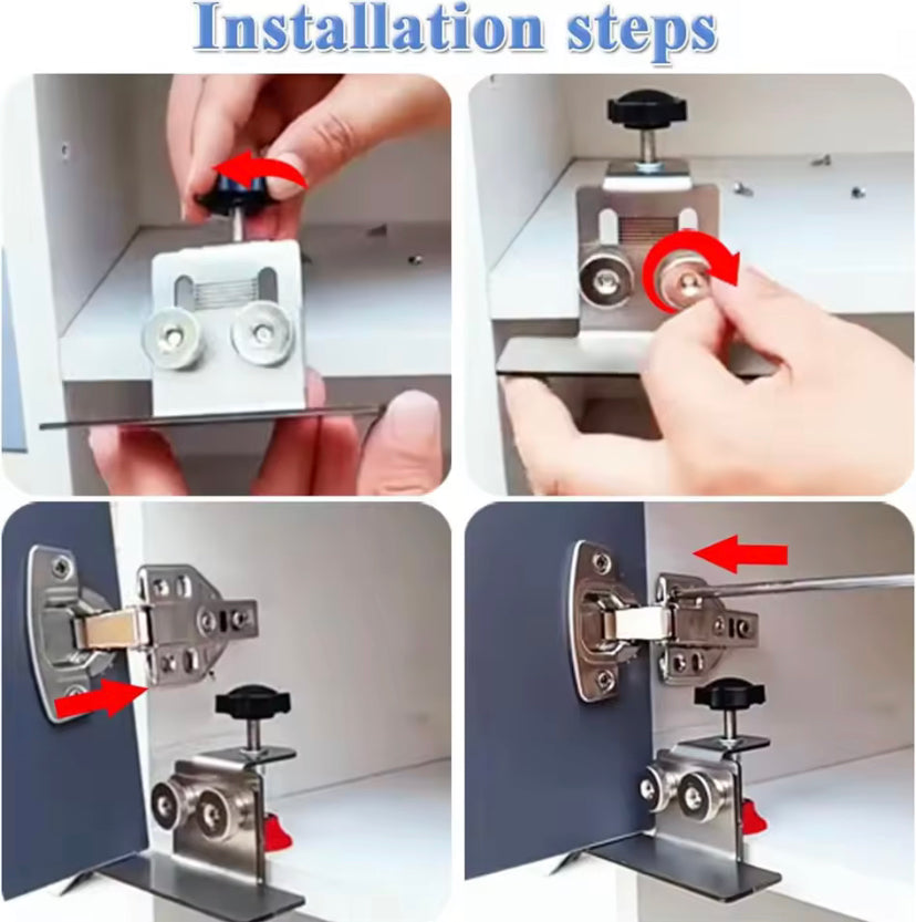 Portable Adjustable Cabinet Door Frame Jig Mounting Clamp Positioner Stainless Steel Woodworking Tool Kit for Household Use