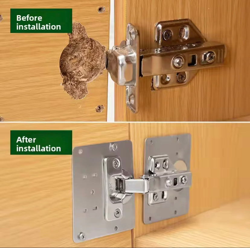 5PCS Stainless Steel Cabinet Door Hinge Repair Plates Fixing Bracket Drawer Cabinet Door Hinges Mounting Plate Kit Furniture Hardware