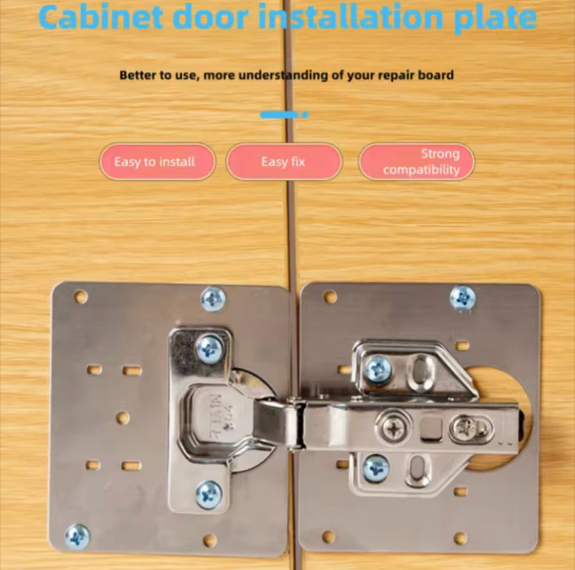 5PCS Stainless Steel Cabinet Door Hinge Repair Plates Fixing Bracket Drawer Cabinet Door Hinges Mounting Plate Kit Furniture Hardware