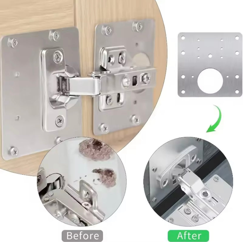 5PCS Stainless Steel Cabinet Door Hinge Repair Plates Fixing Bracket Drawer Cabinet Door Hinges Mounting Plate Kit Furniture Hardware