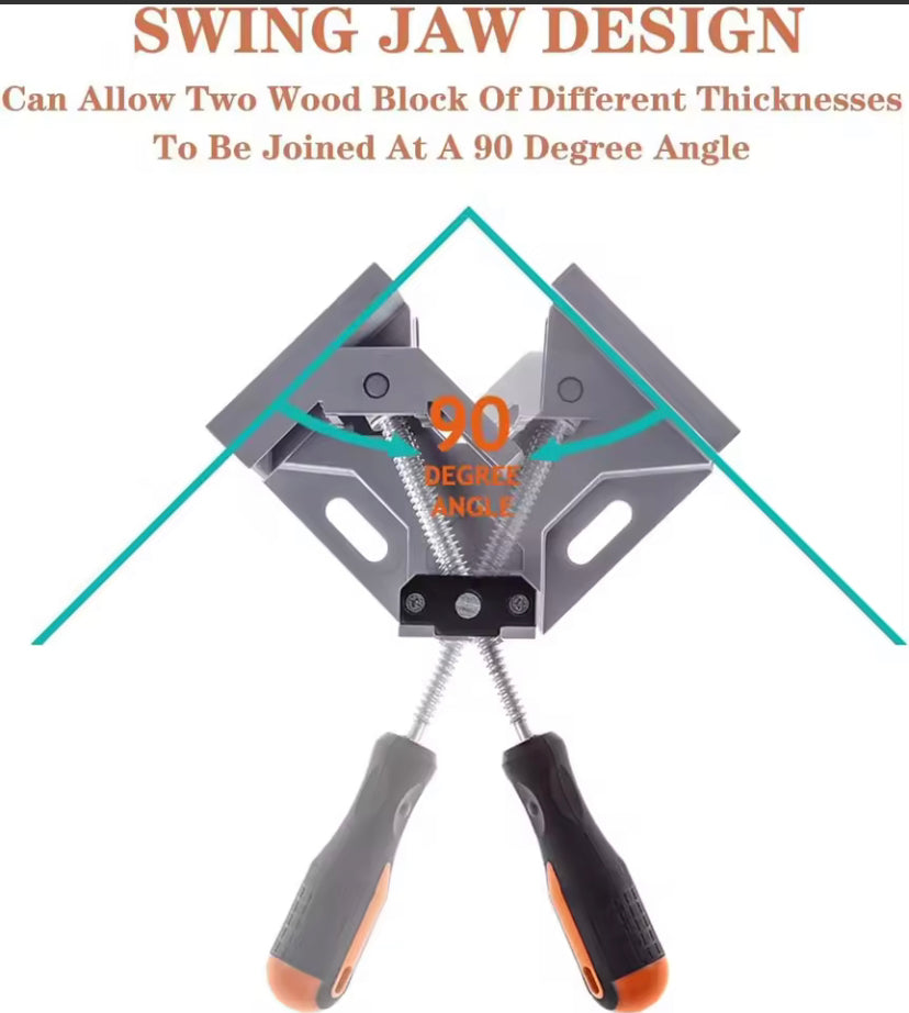90 Degree Right Angle Clip Clamp Single Handle Aluminum Alloy Corner Clamp Woodworking Picture Frame Clip Right Angle Folder