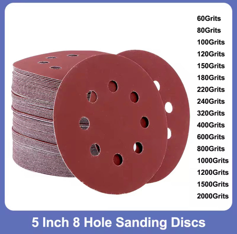 30pcs 5" 125mm 8 Hole Hook Loop Sanding Discs Sandpaper Pads Set 60Grits ~ 2000Grits Sander Disc Abrasive Polishing Tools