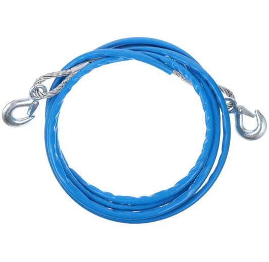 1Pcs Steel Wire Car Trailer Rope 12mm O.D 4M Sturdy 7 Tons Hook Fluorescent Hauling Rope Night Safety Winch Cable for Car Towing
