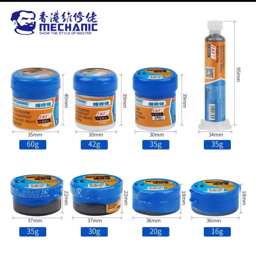MECHANIC 183℃ Tin Solder Paste High Temperature Soldering Flux for Phone BGA PCB SMD Repair Solder Iron Station Welding Paste