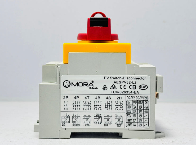 MORA DC Solar Isolator Switch PV 1200V 32A Din Rail Mounting Rotating Handle CE Disconnector For Solar Certified EKD16-DB32