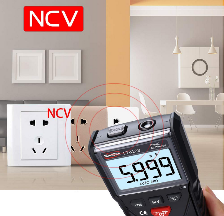 WinAPEX ET8103 LCD Display Portable Auto Measure Multimeter AC/DC Voltage Current Capacitance Electric Field Resistance Meter True RMS 6000 Counts Display with Flashlight Function