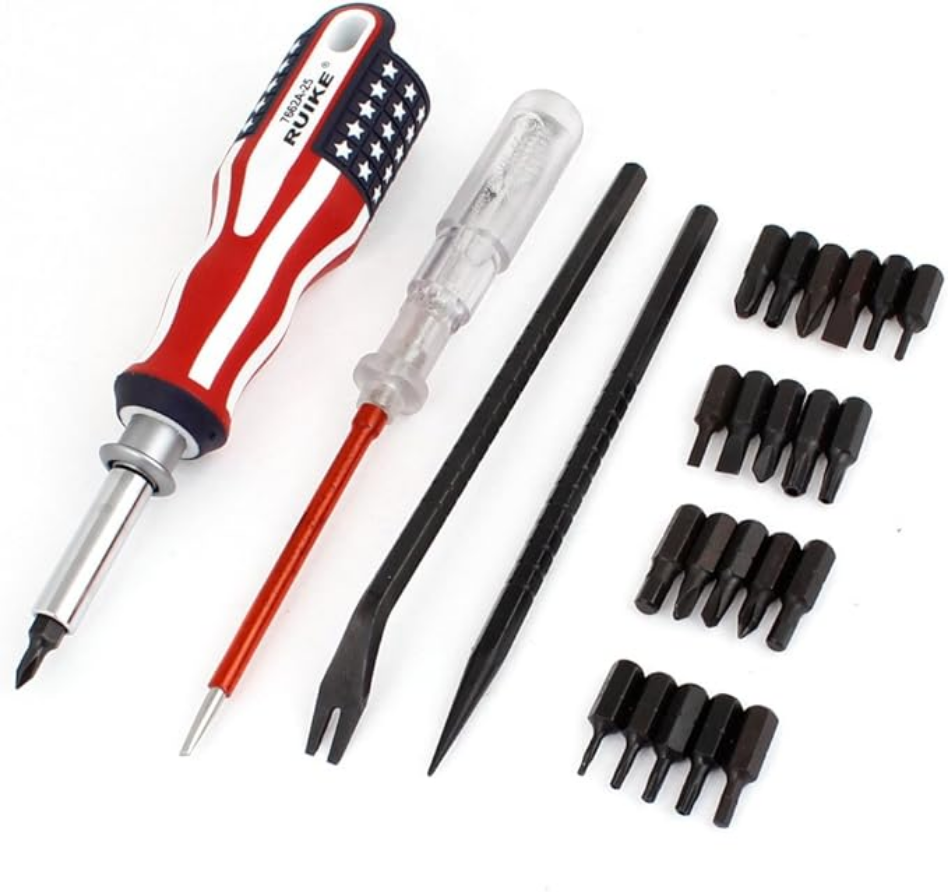 25 in 1 Plastic Handle Screwdrivers Tweezers Torx Slotted Tools Multi Bit Screwdriver Set