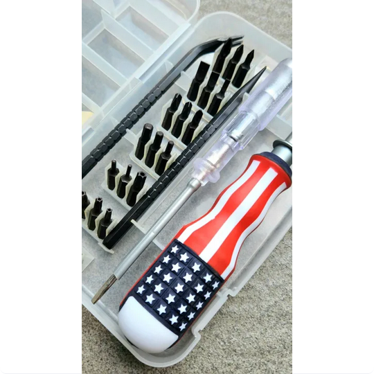 25 in 1 Plastic Handle Screwdrivers Tweezers Torx Slotted Tools Multi Bit Screwdriver Set