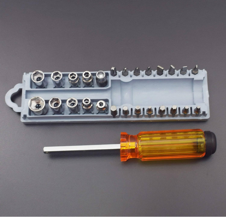 Screw Driver Kit Multipurpose Alloy 28 Pieces In 1 Set Precision Multi Bit Heavy Duty Screwdriver Nut Driver Combination Tool Set All In One with Handle and Carry Box