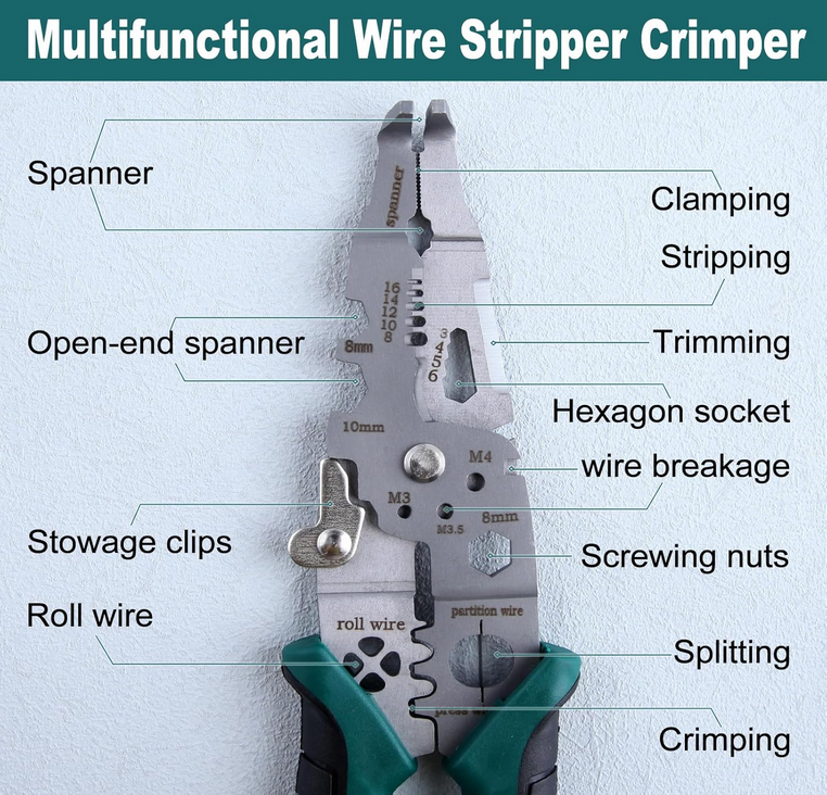 10-in-1 Multifunctional Wire Stripper, Wire Stripping and Unscrewing Tool, Wire and Cable Stripper, Professional Electrical Wire Stripper, Hand Tools