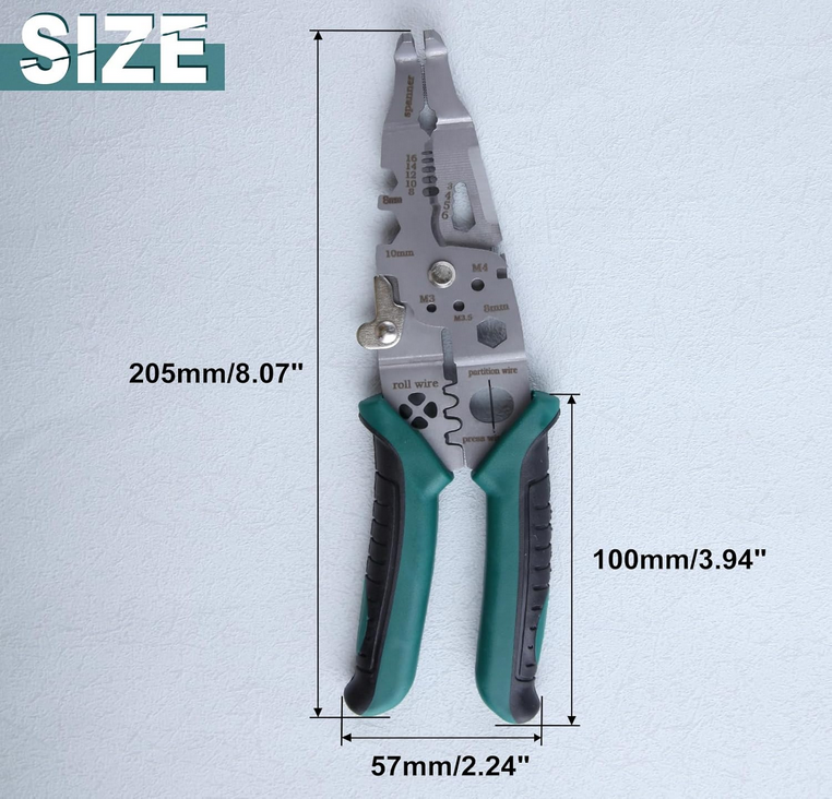 10-in-1 Multifunctional Wire Stripper, Wire Stripping and Unscrewing Tool, Wire and Cable Stripper, Professional Electrical Wire Stripper, Hand Tools
