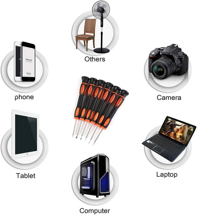 6 in 1 Mobile Repair Tools Cross Precision Screwdriver Set for iPhone Laptop Repair Kit 91023