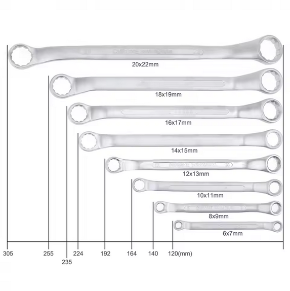 8pcs 6x7-20x22mm Double Ring Spanner Set Ratchet Wrench Set for Installation / Maintenance / Auto & Industrial Repair Challenges